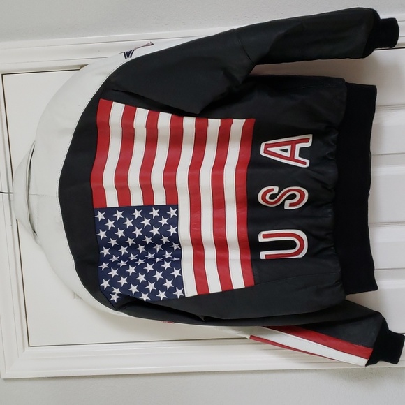 Phase2 Men's XL LEATHER, USA Flag Jacket - Picture 12 of 12